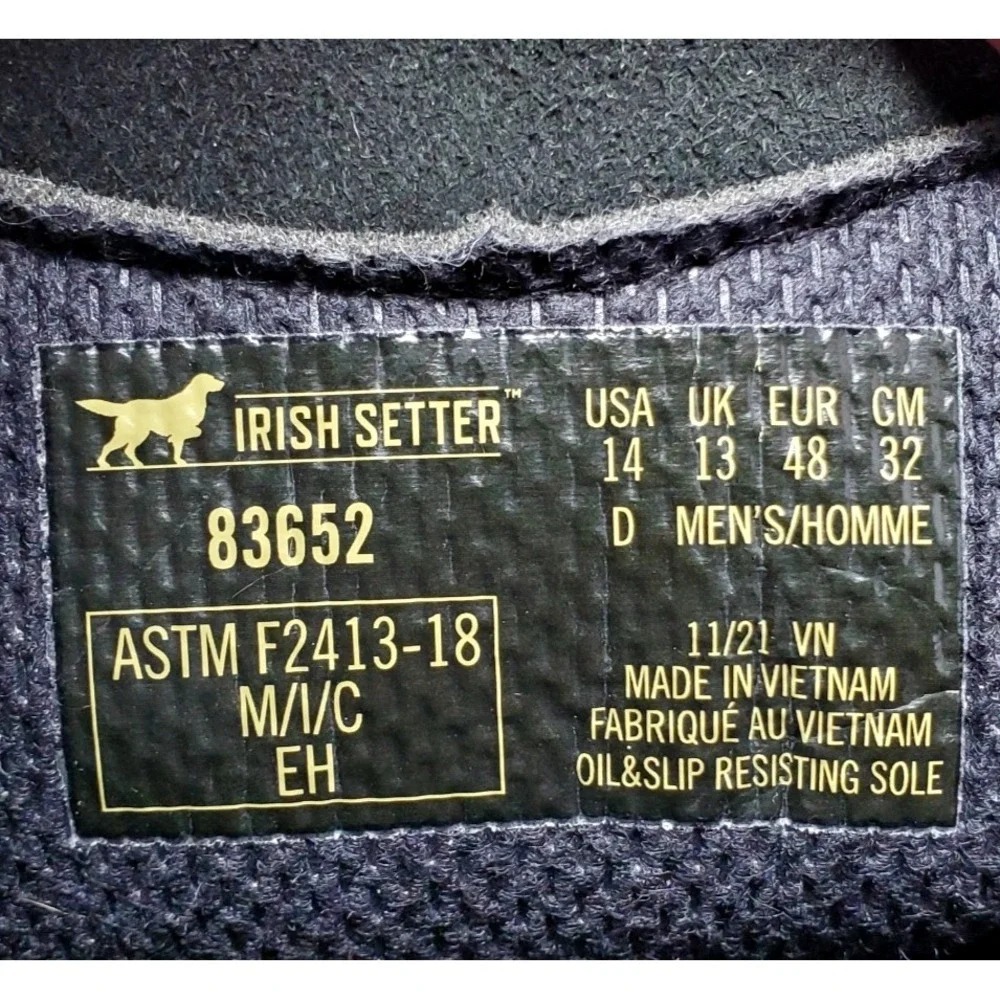 Irish Setter by Red Wing Ashby Boots Mens 14 D Black Wedge Safety Toe Moc Shoes - Picture 11 of 12